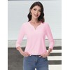 YUCOLEN Women's 3/4 Length Sleeve Tops V Neck Solid Color