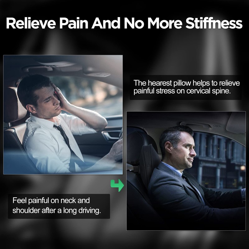 2 Pack Car Neck Pillows, Hysami Adjustable Memory Foam Genuine