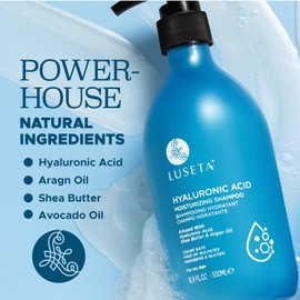 Luseta Hyaluronic Acid Moisturizing Shampoo for Dry and Damaged Hair, Sulfate Free Shampoo and Conditioner for Women Infused with Avocado Argan Oil and Shea Butter Paraben-Free 33.8oz