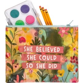 Primitives by Kathy 113896 She Believed She Could So She Did Zipper Pouch, Multicolor