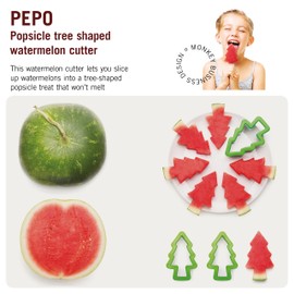Monkey Business Pepo Watermelon Popsicle Cutter Mold, Stainless Steel Watermelon Slicer, Fun Forest Tree Shape Sandwich and Cookie Cutter for Fruits