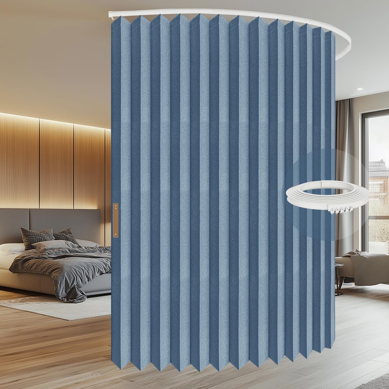 AJAZZ 100% Blackout Accordion Room Divider Curtains - with Flexible