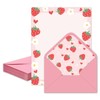 Whaline 60 Strawberry Stationery Paper Set Red Pink Strawberry Flower