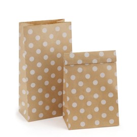 BagDream Paper Lunch Bags 4lb 100Pcs Kraft Brown Snack Bags Bulk, for Craft, Lunch, Bread, Sandwich, Candy, Treats, 5x2.95x9.45 Inches Recyclable Brown Small Paper Sacks White Dot
