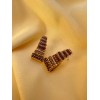 WeienWeier - Aretes Trapecio Cadenas Diamantes Cafés Diseño Coreano (1pz)