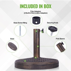 Backyard Expressions 26.5 Lb Umbrella Stand, Patio Umbrella Base, 15 in Diameter