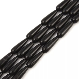 Unbranded Black Stripe Agate Smooth Full Teardrop Beads Size 10x30mm 15.5'' Strand
