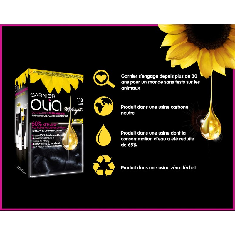 Garnier Olia Ammonia-Free Permanent Hair Colour 1.10 Sapphire Black