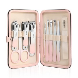 Manicure Set, Nail Set, Manicure Made of High-Carbon Steel, 10-Piece Manicure Pedicure Set with Case, Leather, Nail Scissors Set for Men and Women