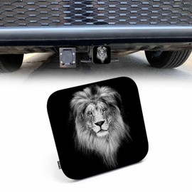 Beabes Trailer Hitch Cover Plug Lion, African Animal Lion Head Trailer Hitch Cover Plug Cap Insert Fits 2" Receivers Black Receiver Tube Hitch Plug for RVs SUVs and Cars