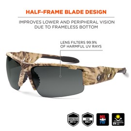 Ergodyne Skullerz Dagr Polarized Safety Sunglasses- Kryptek Highlander Brown Camo Frame, Smoke Lens