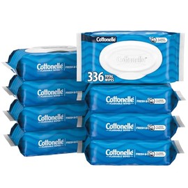 Cottonelle Toallitas húmedas desechables Fresh Feel, toallitas húmedas para adultos, 8 paquetes con tapa abatible, 42 toallitas por paquete (336 toall