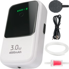 Ghosthorn Silent Dual Operating Mode Rechargeable Aerator for Fish, Large Capacity Aquarium Air Pump with Universal Clip for Most Bait Buckets 4000mAh