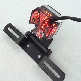 HTTMT MT404- Brake License Plate Maltese Cross Shape Tail Light Fit Compatible with Universal Motorcycle H-D Suzuk Kawasak Quads ATV's Red LED Black Body Smoke Lens