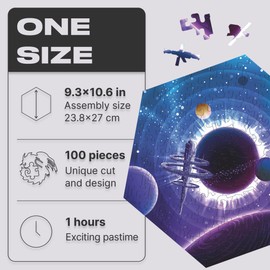 UNIDRAGON Original Wooden Puzzle - Thought Breaker Space Station, 100 Pieces, 8.54 x 8.54 Inches (21.7 x 21.7 cm) Beautiful Gift Packaging, Unique Shape Adults and Children