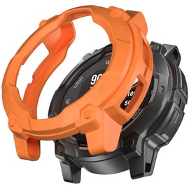 Miimall Armour Case Compatible with Garmin Instinct 3 Solar, Soft TPU Bumper Cover, Anti-Scratch Shockproof Case for Garmin Watch Instinct 3 Solar 50MM-Orange