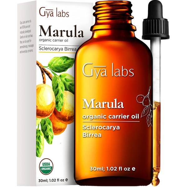 Gya Labs Marula Carrier Oil for Skin - Cold Pressed Organic Marula Oil for Hair - 100% Pure Therapeutic Grade Aromatherapy Marula Oil for Face, Nails, Massage & Hair (1 fl oz)