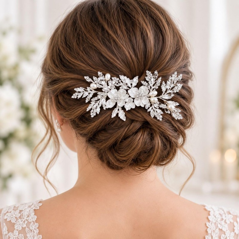 Wedding Pearl Leaf Hairpin Bridal Hairpin Handcrafted Flower Headband For