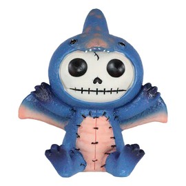 Ebros Larger Edition Furry Bones Blue Skylight Pterry The Pterodactyl Flying Dinosaur Bird Skeleton Monster Sit Up Figurine 4.25" Tall Furrybones Collectible Sculpture