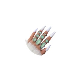 FUTIMELY Vintage Silver Turquoise Knuckle Rings Set for Women,Boho Western Midi Rings Punk Leaf Index Ring Retro Stone Crystal Stackable Finger Ring (Style-3)