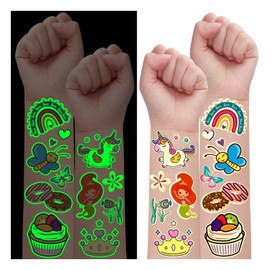 Leesgel 20 Sheets of Luminous Children's Tattoo, Girls, Temporary Tattoo, Children's Tattoo, Fake Tattoos, Stickers, Girls, Party Bags, Children's Birthday Decoration, Children's Toy Gifts for Girls