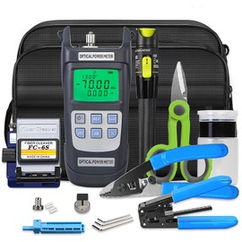 9 in 1 Fiber Optic Termination Tool Kit FTTH Cable Cold Welding Tool Set with 6S Optical Fiber Cleaver and with Y710A 2 in 1 OPM Optic Tool kit
