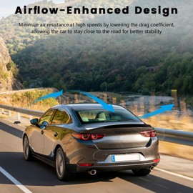 Arcoche Trunk Lip Spoiler for Mazda 3 2019-2023 Sedan Rear V-Style Spoiler Wing Without Drilling ABS Compatible with Mazda 3 (Glossy Black)