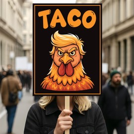 Taco - Trump Always Chickens Out Protest Sign, Anti-Trump Resistance, Funny Political Activist Poster, Resist Fascism Rally Sign