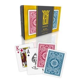 KEM Arrow Red and Blue Plastic Playing Cards - Jumbo Index, Poker Size, Premium Casino Grade - 2 Decks