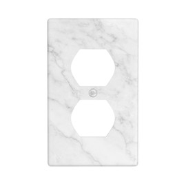 Faux White Marble Duplex Outlet Cover – Standard US Size 4.5" x 2.76", Decorative 1-Gang Wall Plate, Durable Polycarbonate Thermoplastic