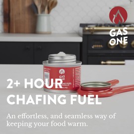 GasOne 2+ Hour Chafing Fuel - Food Warmer for Chafing Dish Buffet Set - Liquid Safe Fuel with Wick & Lid Opener for Chafing Dish (Pack of 12)
