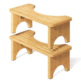 Osivaes 2 Pack Toilet Stool Poop Stool Adult, Wood Squat Potty Stool for Adults, Foldable Bamboo Toilet Stool Squat Adult for Travel Size, Wooden Toilet Step Bathroom Stool, Portable Stool for Pooping