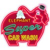 Elephant Super Car Wash Neon Stylized Plasma Cut Metal Sign