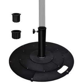Koutemie 21 Inches Metal Umbrella Base with 2 Adapters for 1-¼" or 1-½" Umbrella Poles, Heavy Duty Weighted Outdoor Umbrella Stand Holder for Patio Table, Black