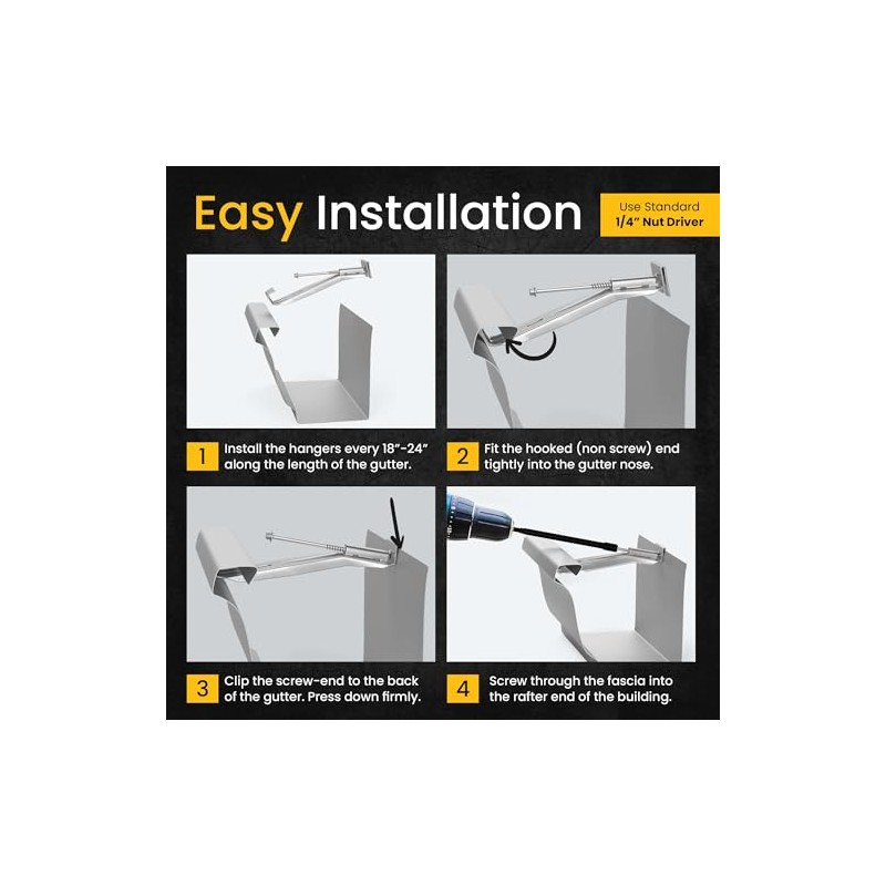Quick-Screw 5" Gutter Hangers - Heavy Duty Hidden Gutter Brackets