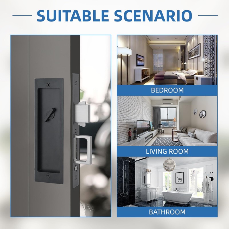 youthua Modern Pocket Door Hardware Set - Privacy Lock with