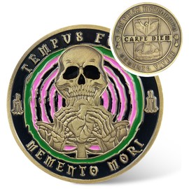 IELCJJ Memento Mori Coin, Memento Vivere Coin EDC Coins Skull Stoic Reminder Token Cool Stoic Medallion Stoicism Gift