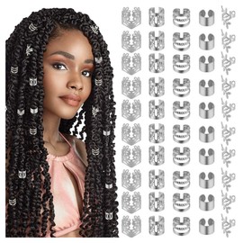 TSUOUKL Pack of 50 Golden Hair Clips for Braids, Dreadlock Accessories and Loc Jewellery - Cuff Clips and Spirals for Men, Women and Children, Perfect Hair Accessories for Any Occasion