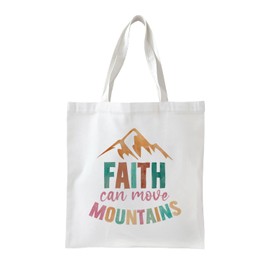 NaZaUK Christian Tote Bag, Canvas Totes Bag Aesthetic for Women, Faith Can Move Mountains Bible Tote Bags, Reusable Grocery, Christian Gift, First Communion Gifts, Baptism Gifts, Shopping Bag
