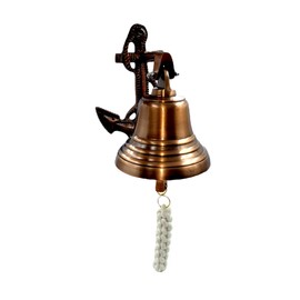 6" Decorative Metal Door Bell, Anchor Ship Bells - Large Dinner Call Bell Indoor Outdoor Wall Mount Decorative Bell Loud House Bell for Door Pub Office