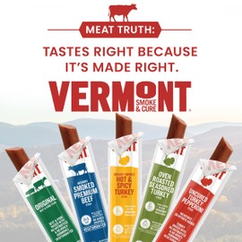 Vermont Smoke & Cure Meat Sticks - Hot & Spicy Turkey - Protein Snacks, No Antibiotics or Added Hormones, Hiking Snacks- 1 oz, 24-Pack