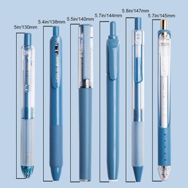 VideMundi 6 Count Pastel Gel Ink Pen Set,Cute Note Taking 0.5mm Fine Point Retractable 5 Count Black Ink Pens with 1 Count Highlighter for Writing, Journaling, School, Office (Blue)