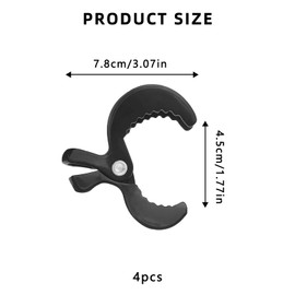Pack of 4 Pushchair Clips, Pushchair Clips, Pushchair Clips, Universal Clip for Attaching Toys for Deckchairs, Wheelchairs, Pushchairs (Black)