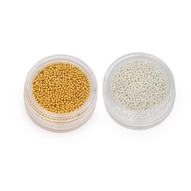Minejin 3D Nail Art Gold Steel Ball Mini Beads Women Makeup Silver Stud Metal Tip 1mm 4 Box 4 Pots Mini Beads