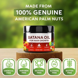 OceAura 100% Raw & Organic Dr Sebi Batana Oil - Cold-Pressed & Pure Unrefined Batana Hair Mask for Women & Men - Enhances Hair Thickness, Prevents Loss, Repairs Split Ends