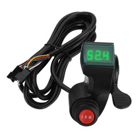 ECSiNG 1pc Electric Bicycle Handle Speed Control Switch 3 Speed Adjustment Ebike Throttle Switch LCD Display Voltage 1.8M for 12V-99V Electric Scooter/E-Bike(Green Screen)