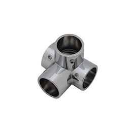 25 mm chrome pipe connector, railing fitting, rod connection 2-01 (Y-piece 4-way)