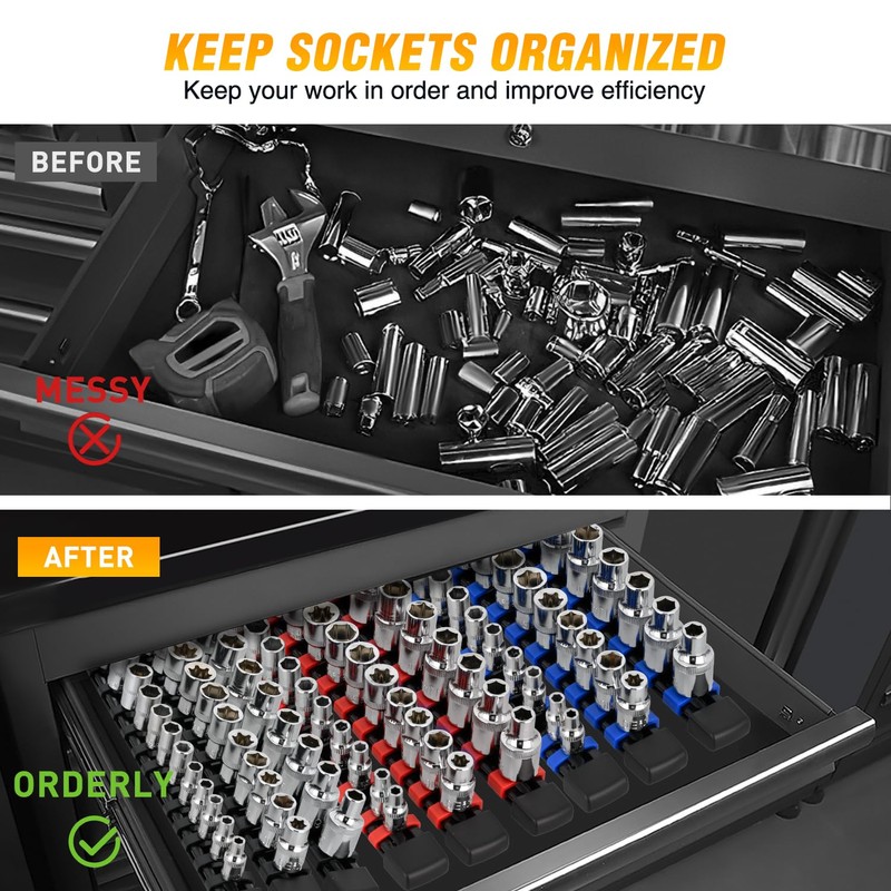 GOOACC Socket Organizer ABS Socket Holder Set 1/4" 3/8" 1/2"
