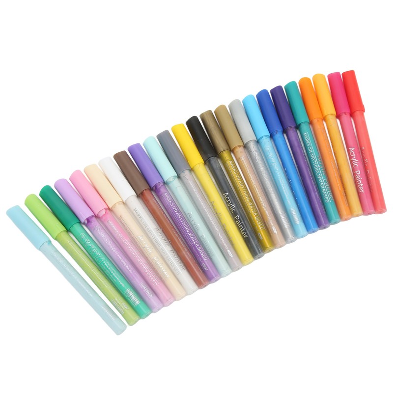 24Pcs Acrylic Paint Markers Multi Function Safe Nontoxic Moistureproof Quick