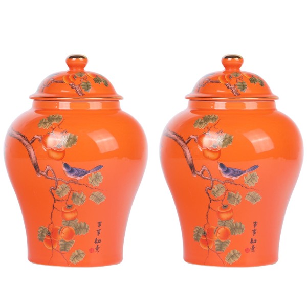 Chinoiserie Ginger Jar 2-Pcs Set,Versatile Blue and White Porcelain Decorative